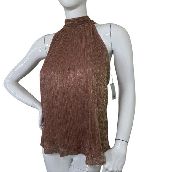 NWT Metallic sparkly holiday party Elegant Brown pink gold bold sexy Halter XL - Picture 5 of 15